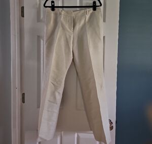 LOFT Cream & Silver Herringbone Pants Size 10P